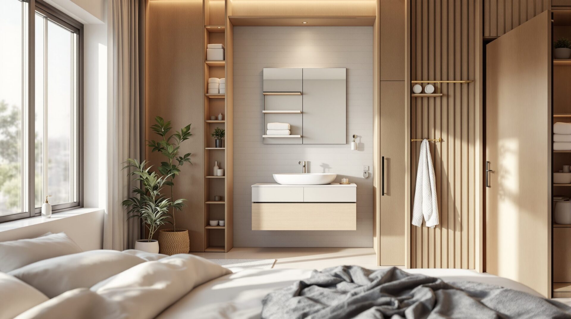 petite salle de bain dans chambre