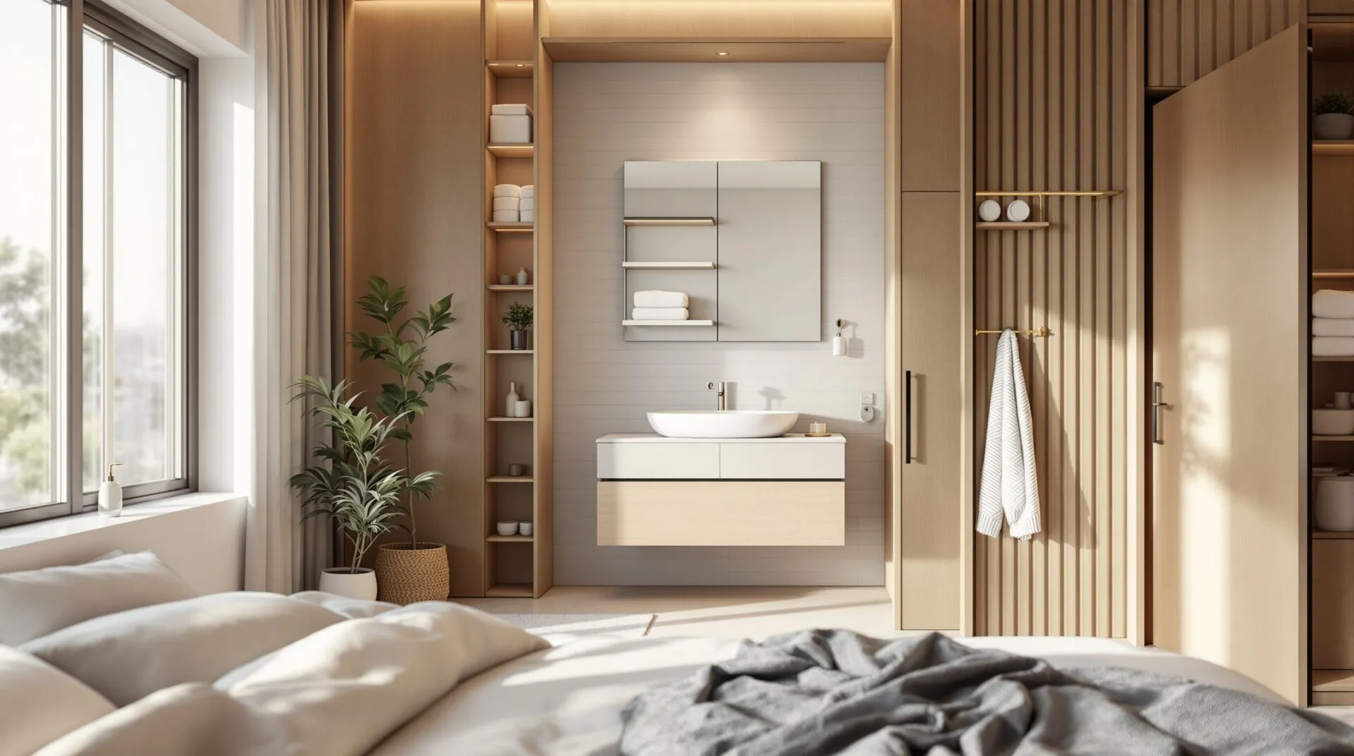 petite salle de bain dans chambre