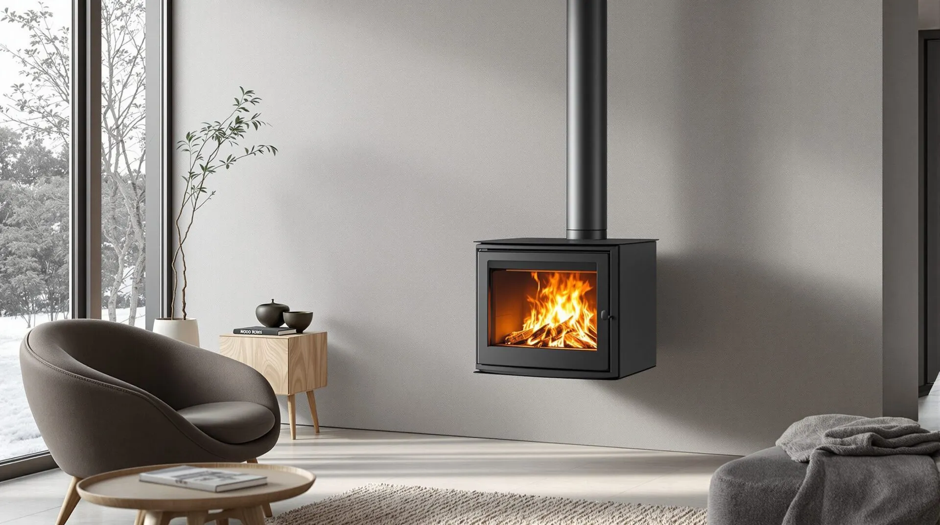 poêle à bois suspendu design