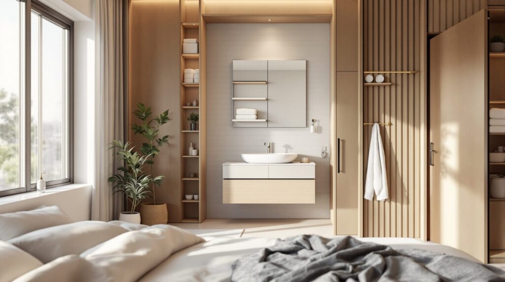 petite salle de bain dans chambre