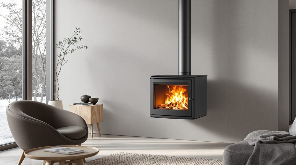 poêle à bois suspendu design