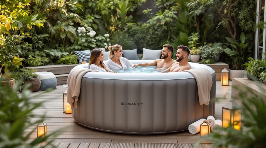 idee deco spa gonflable exterieur