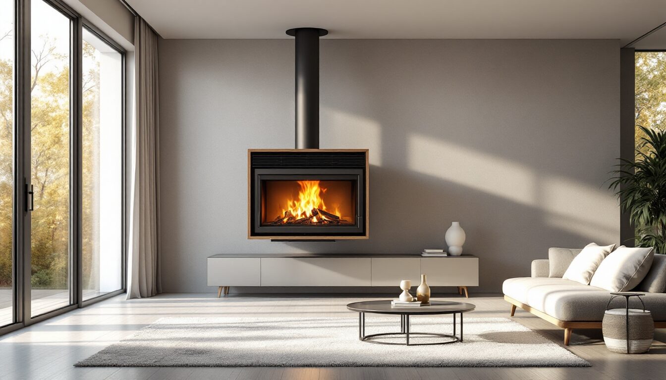 poêle à bois suspendu design