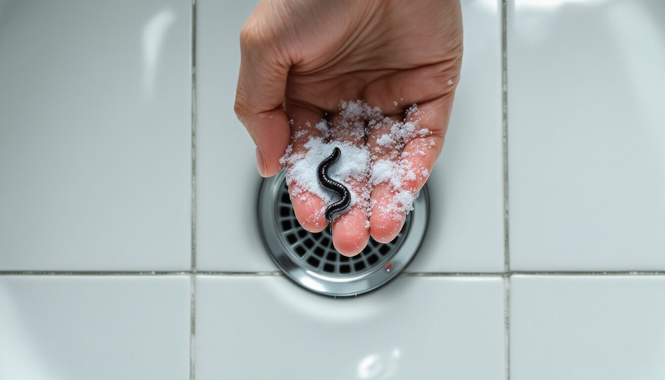 petit vers noir salle de bain