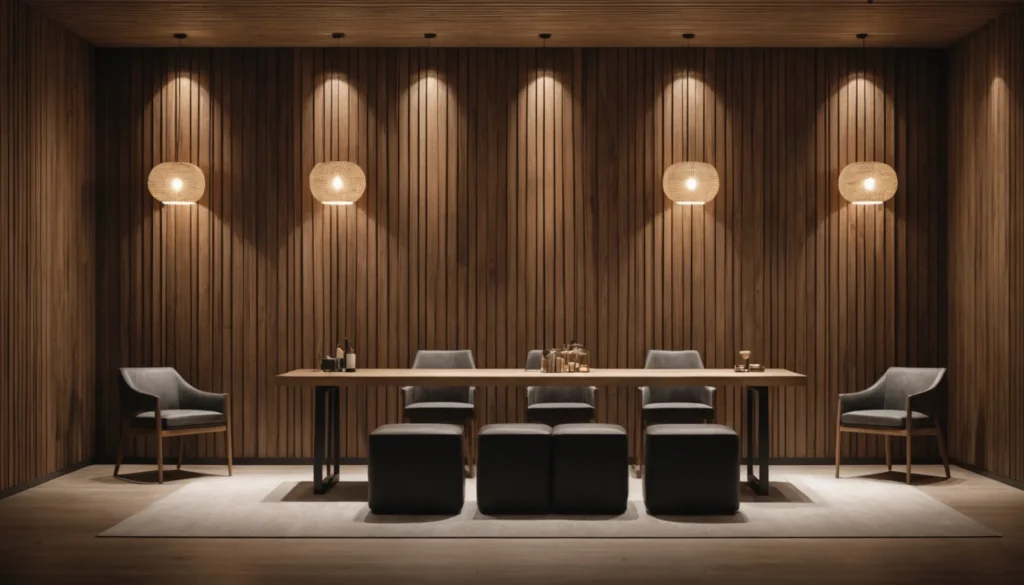 mur décoré en bois