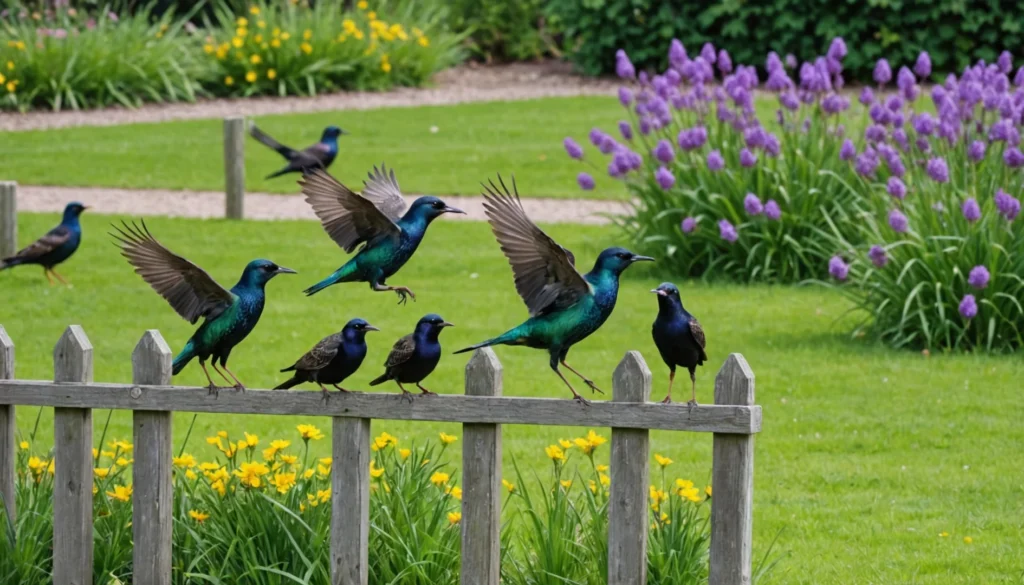 etourneau dans le jardin