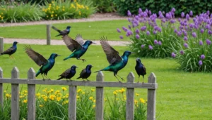 etourneau dans le jardin