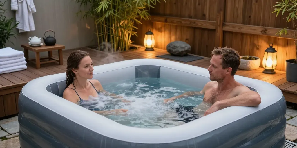 idee deco spa gonflable exterieur