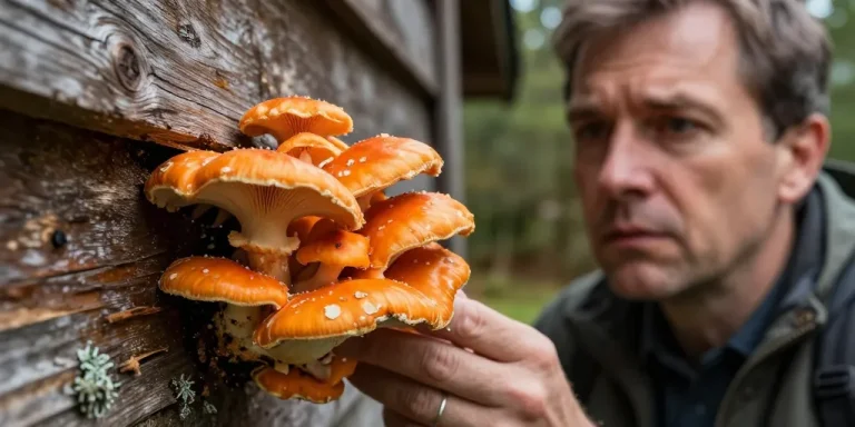 champignon orange sur bois mort