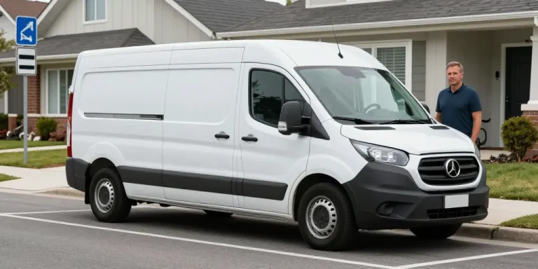 stationnement camionnette devant maison