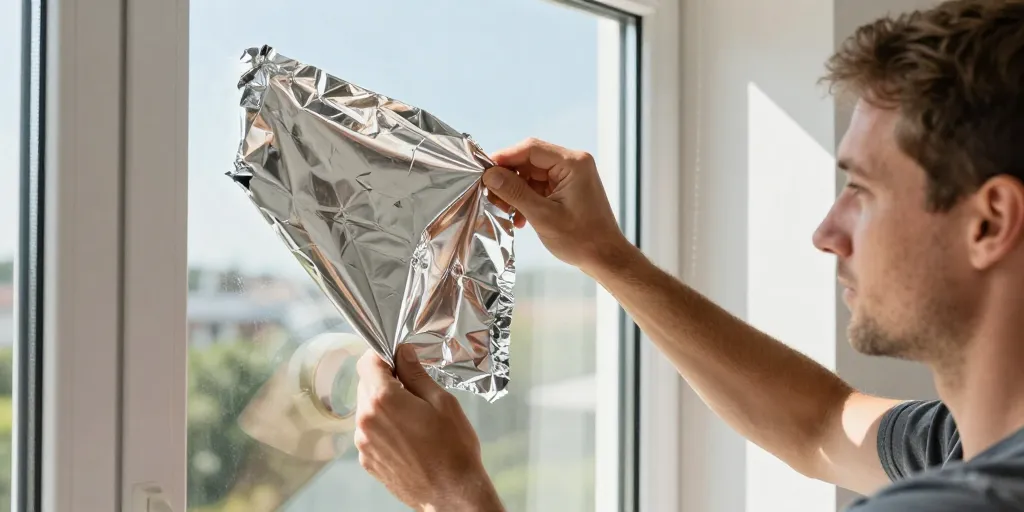 papier aluminium sur fenetre